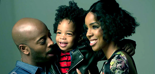 Image of Kelly Rowland with her husband Tim Witherspoon and with their son Titan Jewell Weatherspoon