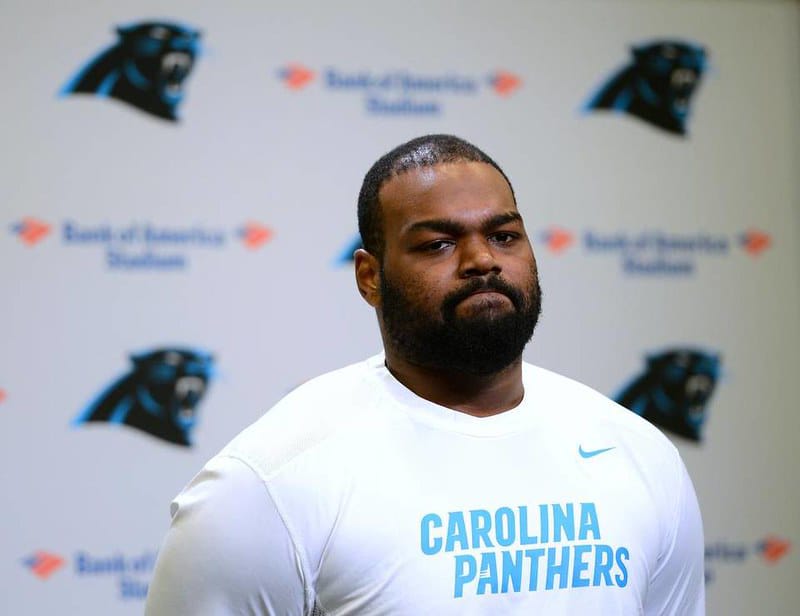 Michael Oher at a conference