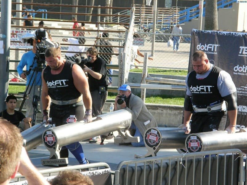 Terry H & Brian Shaw competing at a strongman's event